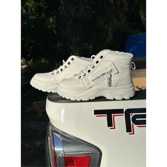 Women's Casual High Top Shoes, Winter Plush Lined Warm Shoes, Thick Soled Lace-u - Picture 9 of 9